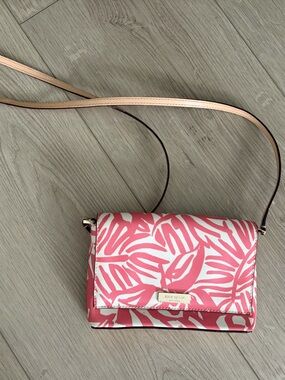 Kate Spade Pink Leaf-Print Crossbody Bag